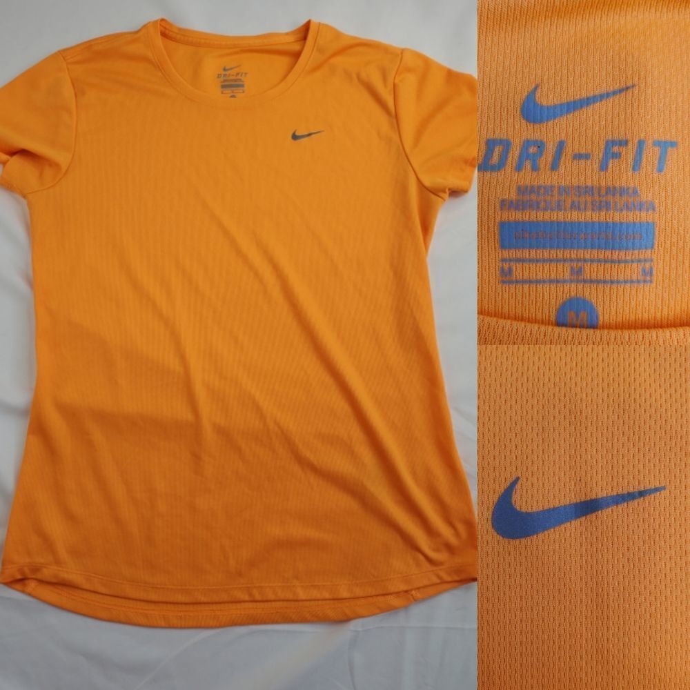 M NIKE DRI-FIT ORANGE SHORT SLEEVE TECH  LIGHTWEIGHT RUNNING TOP SHIRT MEDIUM